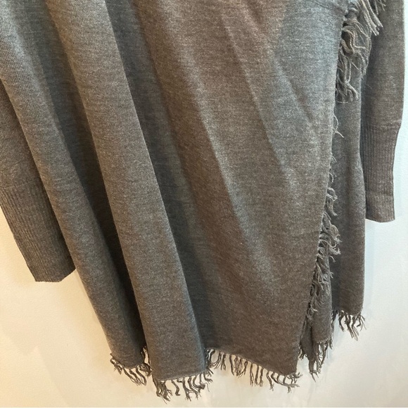 ELENA SOLANO Sz L Cascade Open Front Wool Blend  Fringe Wrap Style Cardigan - Picture 3 of 7